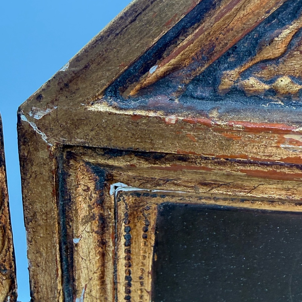 Mid-Century Italian Carved Painted Triptych with Madonna & Child, and Angels - Picture 7 of 16